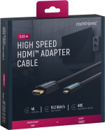 ClickTronic HDMI™ to Micro HDMI™ Adapter Cable Premium cable | 1x HDMI™ plug 1x Micro-HDMI™ plug | 5.0 m | UHD 4K @ 30 Hz ClickTronic HDMI™ to Micro HDMI™ Adapter Cable Premium cable | 1x HDMI™ plug 1x Micro-HDMI™ plug | 5.0 m | UHD 4K @ 30 Hz