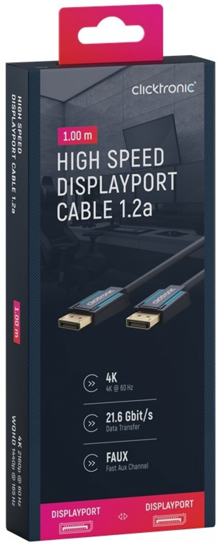 ClickTronic DisplayPort™ Cable Premium cable | 1x DisplayPort™ plug 1x DisplayPort™ plug | 1.0 m | UHD 4K @ 60 Hz