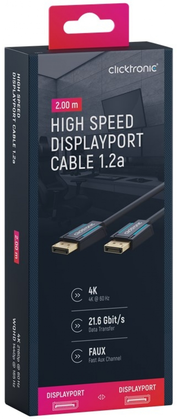 ClickTronic DisplayPort™ Cable Premium cable | 1x DisplayPort™ plug 1x DisplayPort™ plug | 2.0 m | UHD 4K @ 60 Hz