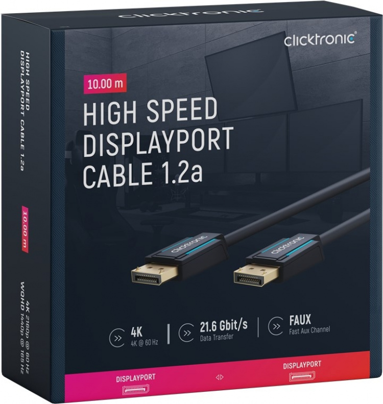 ClickTronic DisplayPort™ Cable Premium cable | 1x DisplayPort™ plug 1x DisplayPort™ plug | 7.5 m | UHD 4K @ 60 Hz