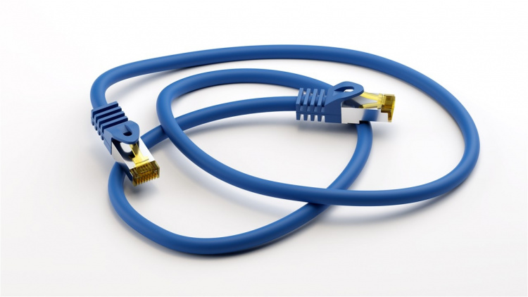 Goobay RJ45 Patch Cord CAT 6A S/FTP (PiMF), 500 MHz, with CAT 7 Raw Cable, blue LSZH halogen-free cable sheat, RJ45 plug (CAT6A), CU Goobay RJ45 Patch Cord CAT 6A S/FTP (PiMF), 500 MHz, with CAT 7 Raw Cable, blue LSZH halogen-free cable sheat, RJ45 plug (CAT6A), CU