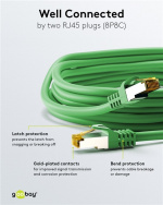 Goobay RJ45 Patch Cord CAT 6A S/FTP (PiMF), 500 MHz, with CAT 7 Raw Cable, green LSZH halogen-free cable sheat, RJ45 plug (CAT6A), CU Goobay RJ45 Patch Cord CAT 6A S/FTP (PiMF), 500 MHz, with CAT 7 Raw Cable, green LSZH halogen-free cable sheat, RJ45 plug (CAT6A), CU