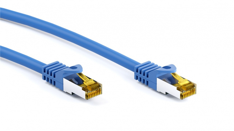 Goobay RJ45 Patch Cord CAT 6A S/FTP (PiMF), 500 MHz, with CAT 7 Raw Cable, blue LSZH halogen-free cable sheat, RJ45 plug (CAT6A), CU Goobay RJ45 Patch Cord CAT 6A S/FTP (PiMF), 500 MHz, with CAT 7 Raw Cable, blue LSZH halogen-free cable sheat, RJ45 plug (CAT6A), CU