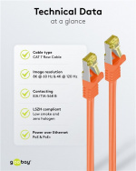 Goobay RJ45 Patch Cord CAT 6A S/FTP (PiMF), 500 MHz, with CAT 7 Raw Cable, orange LSZH halogen-free cable sheat, RJ45 plug (CAT6A), CU