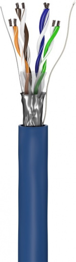 Goobay CAT 5e Network Cable, F/UTP, 100 m, blue Copper-clad aluminium wire (CCA), AWG 26/7 (stranded), PVC cable sheath