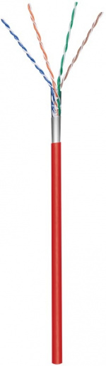 Goobay CAT 5e Network Cable, F/UTP, 100 m, red Copper-clad aluminium wire (CCA), AWG 26/7 (stranded), PVC cable sheath
