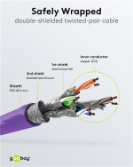 Goobay CAT 6A Patch Cable, S/FTP (PiMF), violet copper conductor (CU), halogen-free cable sheath (LSZH)