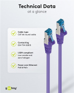 Goobay CAT 6A Patch Cable, S/FTP (PiMF), violet copper conductor (CU), halogen-free cable sheath (LSZH)