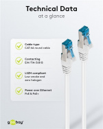 Goobay CAT 6A Patch Cable, S/FTP (PiMF), white copper conductor (CU), halogen-free cable sheath (LSZH)