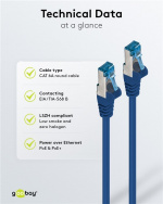 Goobay CAT 6A Patch Cable, S/FTP (PiMF), blue copper conductor (CU), halogen-free cable sheath (LSZH)