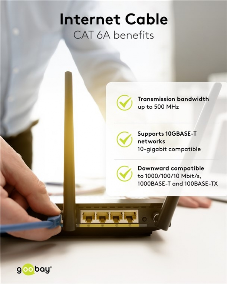 Goobay CAT 6A Patch Cable, S/FTP (PiMF), red copper conductor (CU), halogen-free cable sheath (LSZH) Goobay CAT 6A Patch Cable, S/FTP (PiMF), red copper conductor (CU), halogen-free cable sheath (LSZH)