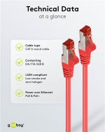 Goobay CAT 6 Patch Cable, S/FTP (PiMF), red copper-clad aluminium wire (CCA)