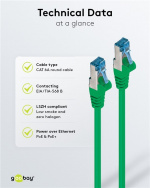 Goobay CAT 6A Patch Cable, S/FTP (PiMF), green copper conductor (CU), halogen-free cable sheath (LSZH) Goobay CAT 6A Patch Cable, S/FTP (PiMF), green copper conductor (CU), halogen-free cable sheath (LSZH)
