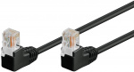 Goobay CAT 5e Patch Cable 2x 90° Angled, U/UTP, black copper-clad aluminium wire (CCA), 2x RJ45 male 90° (8P8C)