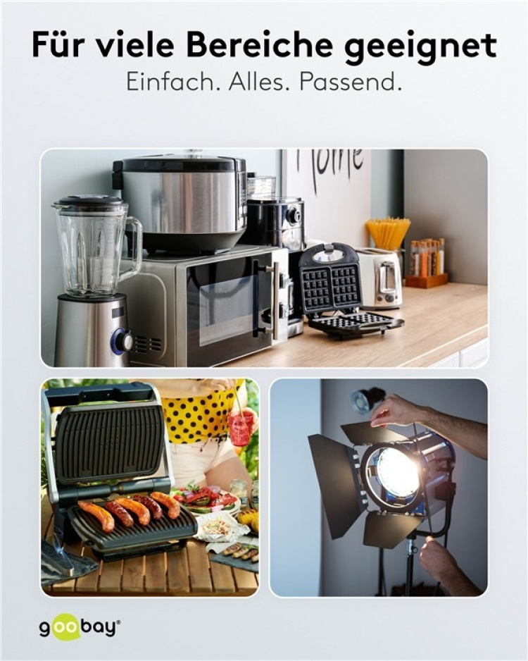 Goobay Angled Connection Cable with hot-condition coupler, 2 m, White safety plug (type F, CEE 7/7) > appliance socket C15