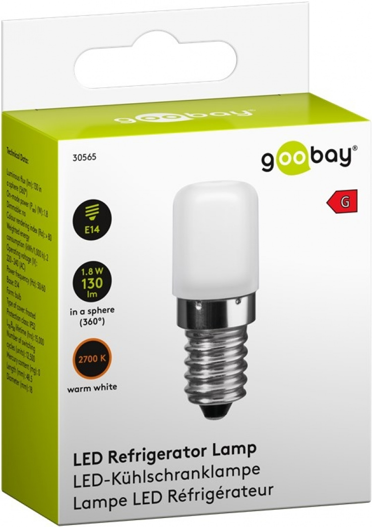 Goobay LED Refrigerator Lamp, 1.8 W base E14, equivalent, warm white, not dimmable Goobay LED Refrigerator Lamp, 1.8 W base E14, equivalent, warm white, not dimmable