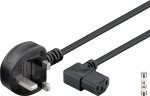 Goobay UK Appliance Connection Cable, 2 m, Black UK 3-pin plug (type G, BS 1363) > C13 appliance plug (angled) Goobay UK Appliance Connection Cable, 2 m, Black UK 3-pin plug (type G, BS 1363) > C13 appliance plug (angled)