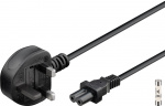 Goobay UK Mains Connection Cable, 1.5 m, Black UK 3-pin plug (type G, BS 1363) > C7 appliance socket