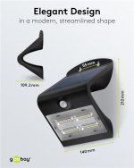 Goobay LED Solar Wall Light with Motion Sensor, 3.2 W, Black solar garden light is a neutral white lighting solution for entrances, carports and staircases Goobay LED Solar Wall Light with Motion Sensor, 3.2 W, Black solar garden light is a neutral white lighting solution for entrances, carports and staircases