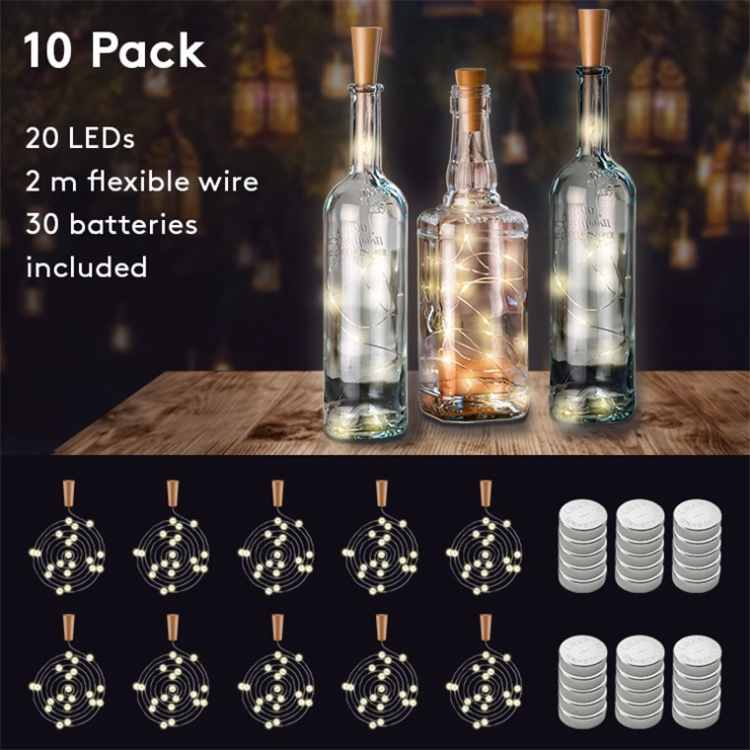 Goobay 10 x Bottle String Light with 20 LEDs atmospheric lighting decoration for glass bottles Goobay 10 x Bottle String Light with 20 LEDs atmospheric lighting decoration for glass bottles