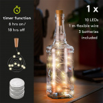 Goobay Bottle String Light with 10 LEDs, incl. Timer atmospheric lighting decoration for glass bottles