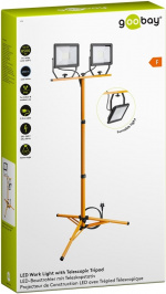 Goobay LED Work Light with Telescopic Tripod, 2x 50 W with a total of 8500 lm and cool white light (6500 K), suitable for indoor and outdoor use (IP65) Goobay LED Work Light with Telescopic Tripod, 2x 50 W with a total of 8500 lm and cool white light (6500 K), suitable for indoor and outdoor use (IP65)