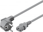 Goobay Angled IEC Cord, 2 m, Grey safety plug (type F, CEE 7/7) > Appliance socket C13 Goobay Angled IEC Cord, 2 m, Grey safety plug (type F, CEE 7/7) > Appliance socket C13