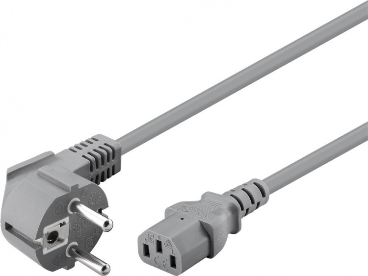 Goobay Angled IEC Cord, 2 m, Grey safety plug (type F, CEE 7/7) > Appliance socket C13 Goobay Angled IEC Cord, 2 m, Grey safety plug (type F, CEE 7/7) > Appliance socket C13