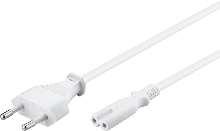 Goobay Connection Cable Euro Plug, 1.5 m, White Euro plug (type C, CEE 7/16) > appliance socket C7 Goobay Connection Cable Euro Plug, 1.5 m, White Euro plug (type C, CEE 7/16) > appliance socket C7