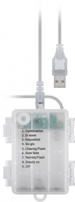 Goobay Light Curtain with 300 LEDs with remote control, timer function, 8 light modes, dimmer, USB and battery operation, warm white (3000 K)