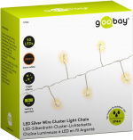 Goobay Silver Wire Cluster String Light with 50 LEDs with 2 light modes, warm white (3000 K), battery-operated, for indoor and outdoor use (IP44) Goobay Silver Wire Cluster String Light with 50 LEDs with 2 light modes, warm white (3000 K), battery-operated, for indoor and outdoor use (IP44)