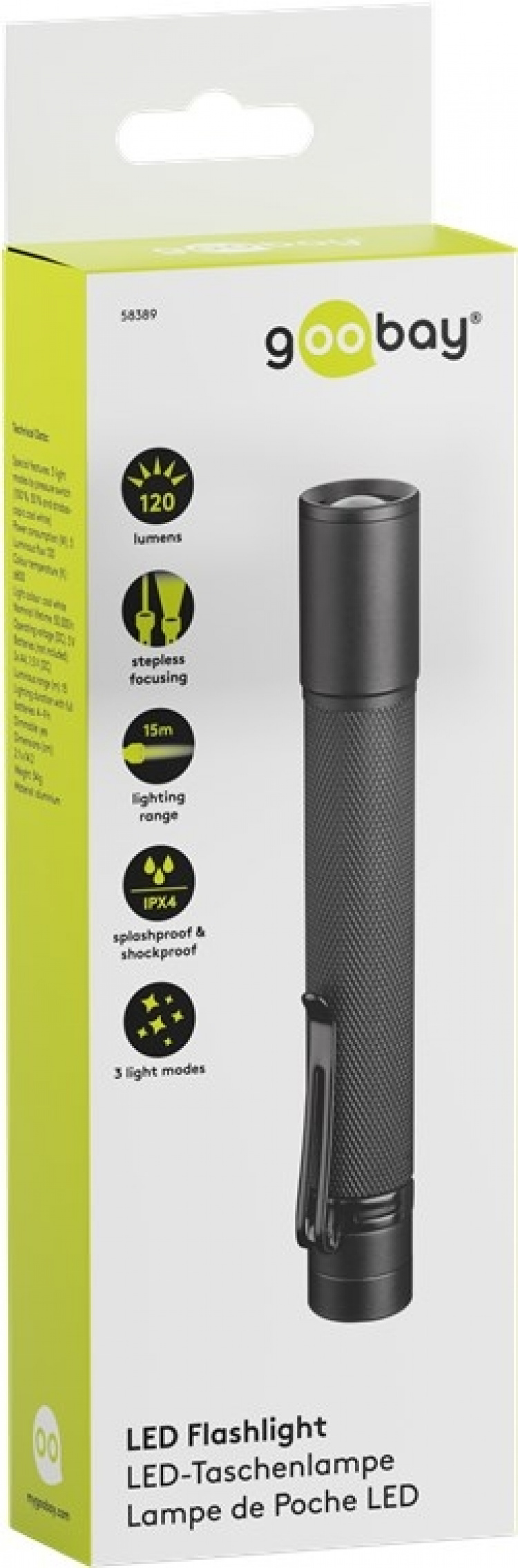 Goobay LED Torch Zoom 120 Ideal for leisure, sports, camping, fishing, hunting and roadside assistance Goobay LED Torch Zoom 120 Ideal for leisure, sports, camping, fishing, hunting and roadside assistance