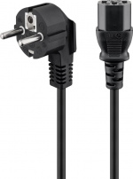 Goobay Angled IEC Cord, 1.8 m, Black safety plug (type F, CEE 7/7) > C13 appliance socket