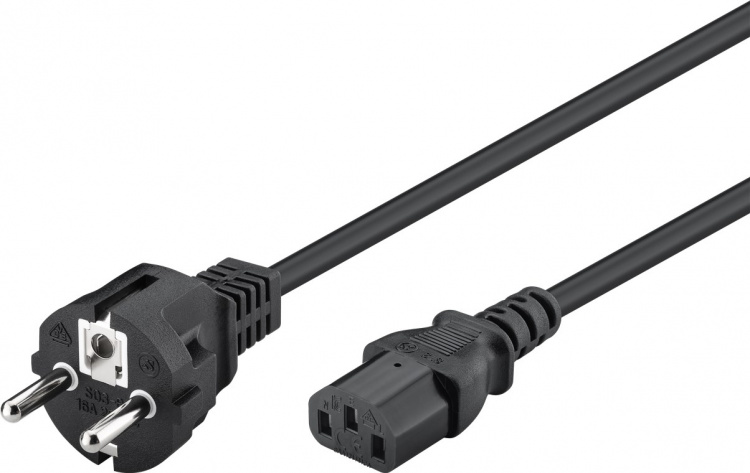Goobay IEC Cord, 1.8 m, Black safety plug (type F, CEE 7/7) > C13 appliance socket Goobay IEC Cord, 1.8 m, Black safety plug (type F, CEE 7/7) > C13 appliance socket
