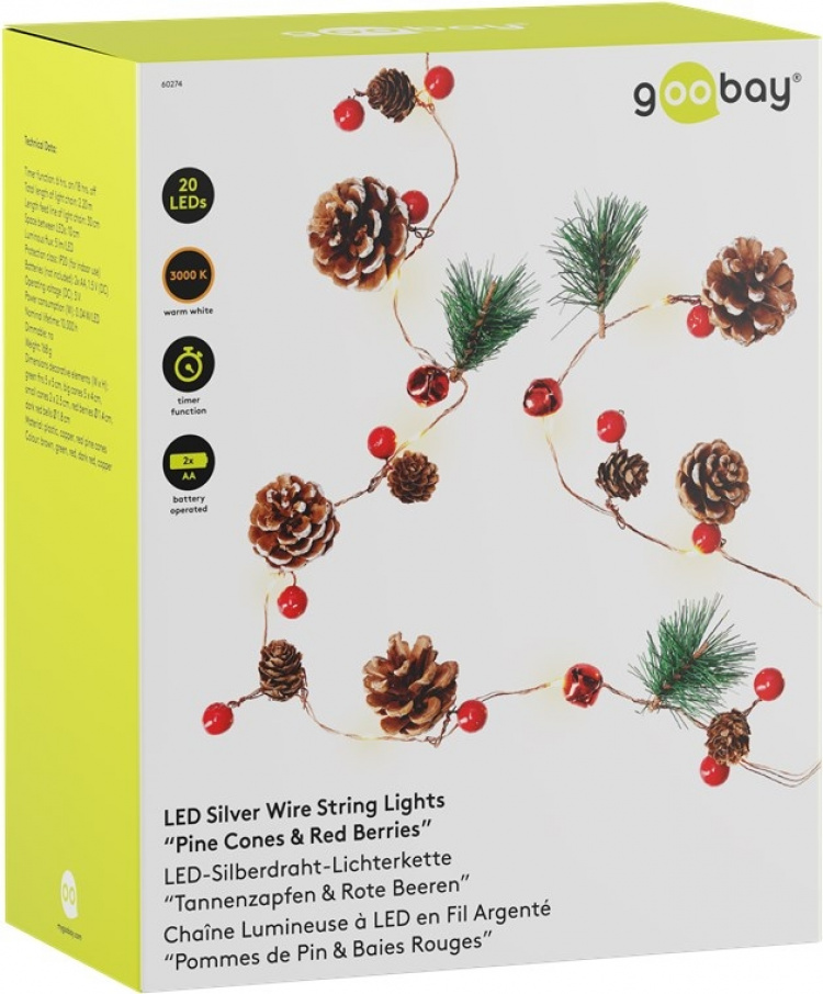 Goobay 20 LED Silver Wire Fairy Lights  Goobay 20 LED Silver Wire Fairy Lights