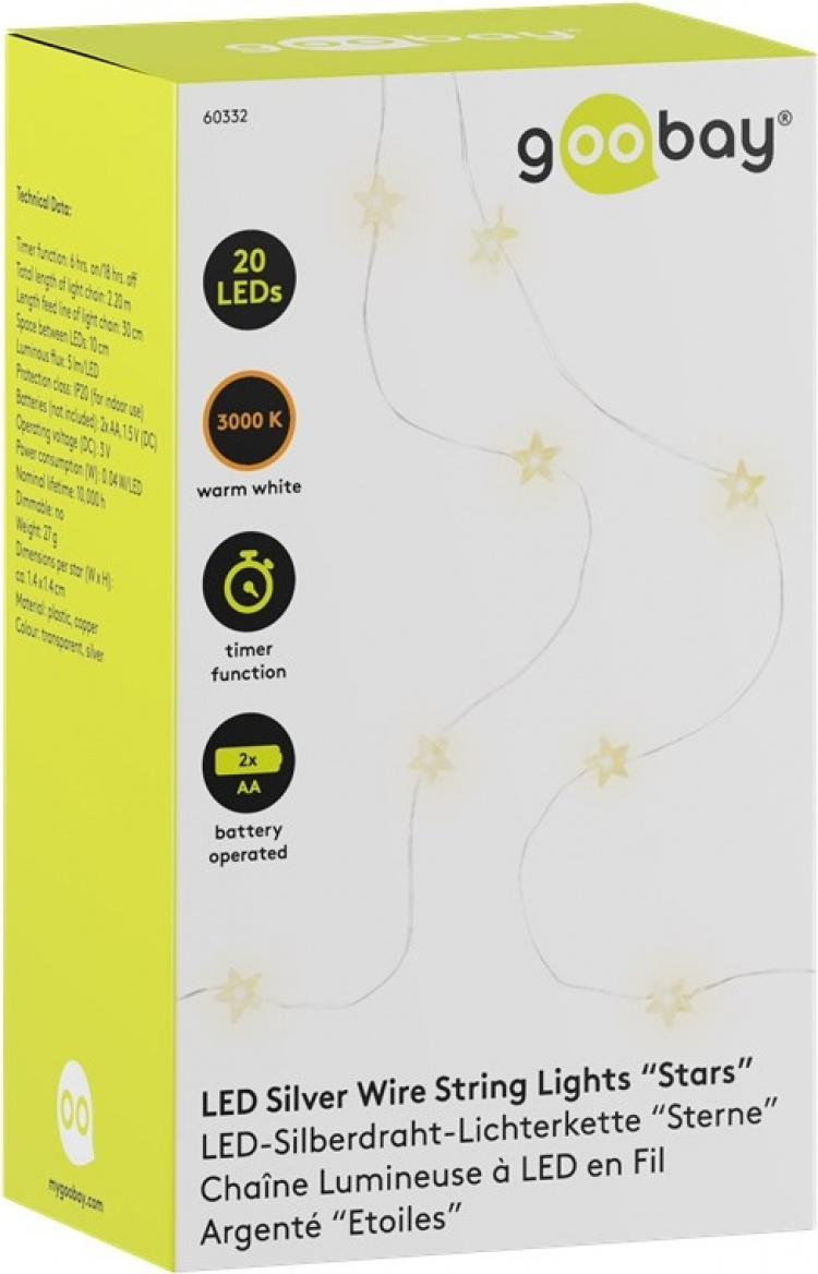 Goobay 20 LED Silver Wire Fairy Lights  Goobay 20 LED Silver Wire Fairy Lights