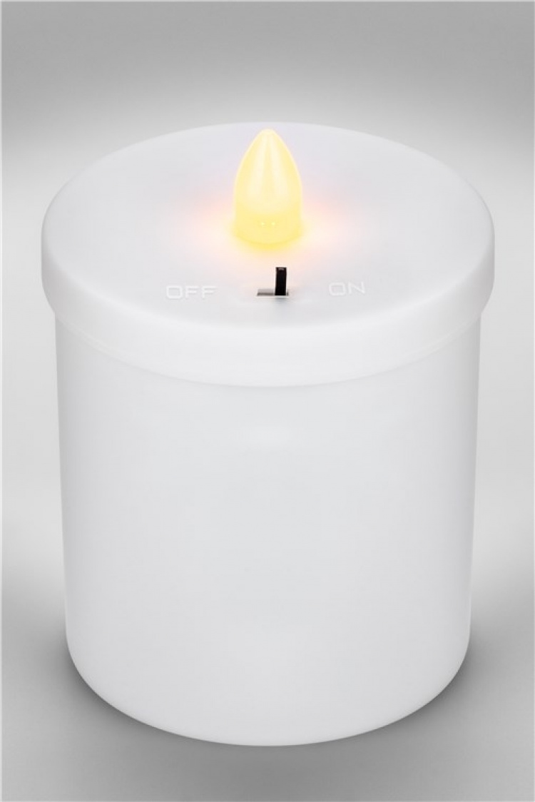 Goobay LED Grave Candle, red with realistic flickering effect, warm white (3000 K), battery-operated (2x AA), for indoor and outdoor use (IP44)