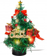 Goobay LED Mini Christmas Tree with Christmas decoration, 15 micro LEDs in warm white (2700 K) and 75 cm USB cable, height approx. 22 cm