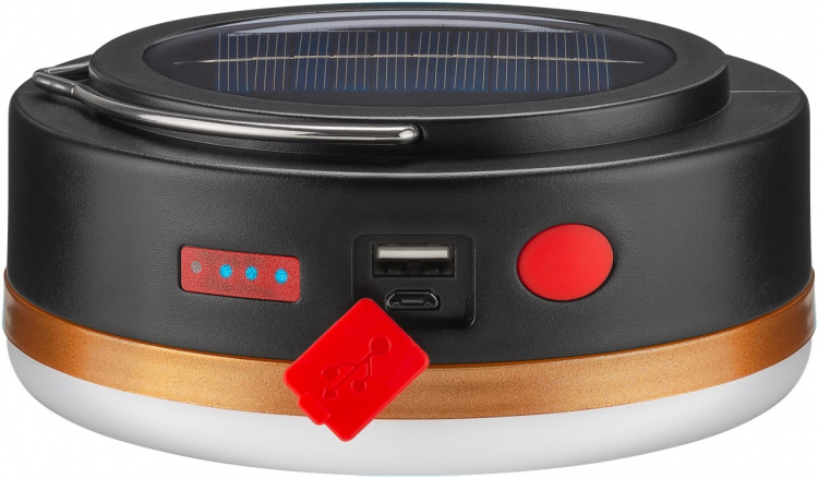 Goobay LED Solar Camping Lamp with IR Remote Control with 6 light modes, solar panel, Li-ion battery 18650 (3.7 V, 2000 mAh), power bank function and USB cable, suitable for outdoor use (IP44) Goobay LED Solar Camping Lamp with IR Remote Control with 6 light modes, solar panel, Li-ion battery 18650 (3.7 V, 2000 mAh), power bank function and USB cable, suitable for outdoor use (IP44)