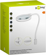 Goobay LED Magnifying Lamp with Base and Clamp, 6 W, white 480 lm, 100 mm glass lens, 1.75x magnification, 3 dioptres