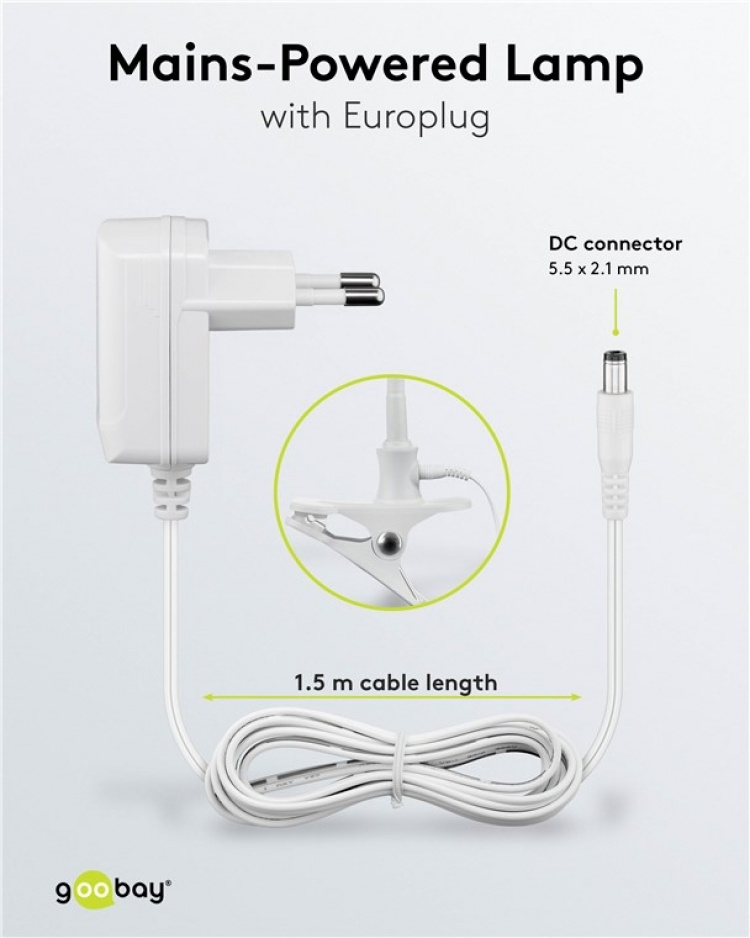 Goobay LED Magnifying Lamp with Base and Clamp, 6 W, white 480 lm, 100 mm glass lens, 1.75x magnification, 3 dioptres