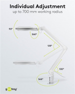 Goobay LED Magnifying Lamp with Clamp, 8 W, white 650 lm, 127 mm crystal glass lens, 1.75x magnification, 3 dioptres