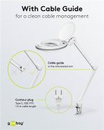 Goobay LED Magnifying Lamp with Clamp, 8 W, white 650 lm, 127 mm crystal glass lens, 1.75x magnification, 3 dioptres