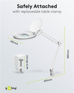Goobay LED Magnifying Lamp with Clamp, 8 W, white 650 lm, 127 mm glass lens, 1.75x magnification, 3 dioptres Goobay LED Magnifying Lamp with Clamp, 8 W, white 650 lm, 127 mm glass lens, 1.75x magnification, 3 dioptres