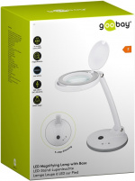 Goobay LED Magnifying Lamp with Base, 6 W, white 80-450 lm, dimmable, 100 mm glass lens, 1.75x magnification, 3 dioptres