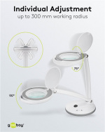 Goobay LED Magnifying Lamp with Base, 6 W, white 80-450 lm, dimmable, 100 mm glass lens, 1.75x magnification, 3 dioptres