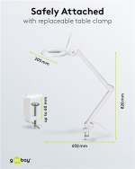 Goobay LED Magnifying Lamp with Clamp, 10 W, white 800 lm, brightness & light colour adjustable, 127 mm glass lens, 1.75x magnification, 3 dioptres