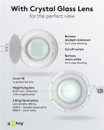 Goobay LED Magnifying Lamp with Clamp, 10 W, white 800 lm, brightness & light colour adjustable, 127 mm glass lens, 1.75x magnification, 3 dioptres