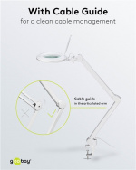 Goobay LED Magnifying Lamp with Clamp, 10 W, white 800 lm, brightness & light colour adjustable, 127 mm glass lens, 1.75x magnification, 3 dioptres