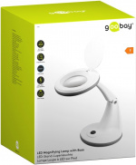 Goobay LED Magnifying Lamp with Base, 6 W, white 450 lm, 100 mm glass lens, 1.75x magnification, 3 dioptres